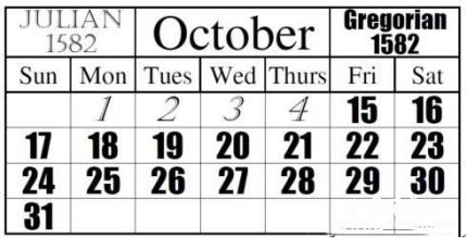 1582年10月为什么少10天_1582年消失的十天_1582年10月发生了什么