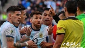 阿根廷2:1智利获第三名 梅西染红下场